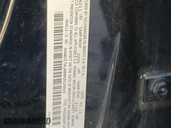 2011 Volkswagen Jetta SE с VIN 3VWDZ7AJ8BM352800, выставлен на аукционе Copart как лот 78965174 с пробегом 325 109 миль миль и На запчасти • Non repairable. История ставок и продаж доступна на DreamBid. Изображение 12.