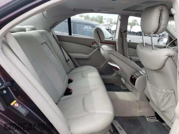 2002 Mercedes-Benz S-Class 4.3L with VIN WDBNG70J52A235556, listed as a Copart auction lot 51369375 with 201,655 mi miles and Salvage Title. Bid and sale history available at carsss.com. Image 10.