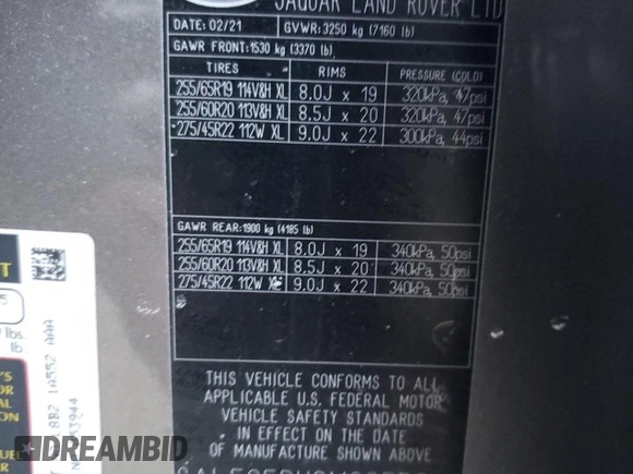 2021 Land Rover Defender with VIN SALE2ERU3M2053944, listed as a Copart auction lot 42467614 with 19,730 mi miles and . Bid and sale history available at DreamBid. Image 12.