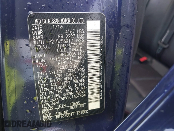2016 Nissan Juke S with VIN JN8AF5MV2GT657434, listed as a IAAI auction lot 40458944 with 121,001 mi miles and . Bid and sale history available at DreamBid. Image 9.