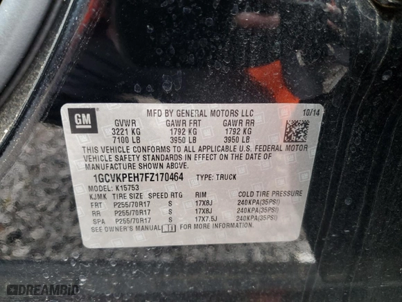 2015 Chevrolet Silverado 1500 Work Truck with VIN 1GCVKPEH7FZ170464, listed as a Copart auction lot 80265364 with 44,625 mi miles and Clean Title. Bid and sale history available at carsss.com. Image 12.