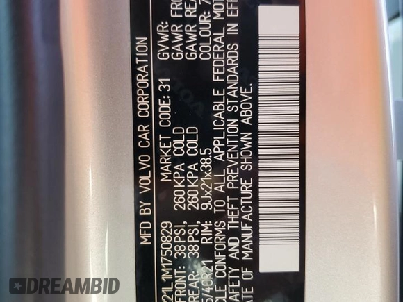 2021 Volvo XC90 Inscription с VIN YV4A221L1M1750829, выставлен на аукционе Copart как лот 46690895 с пробегом 133 372 миль миль и Списание • Salvage title. История ставок и продаж доступна на DreamBid. Изображение 15.