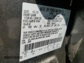 2012 Lincoln MKX with VIN 2LMDJ8JK9CBL16285, listed as a Copart auction lot 52931105 with 89,048 mi miles and Salvage Title. Bid and sale history available at DreamBid. Image 13.