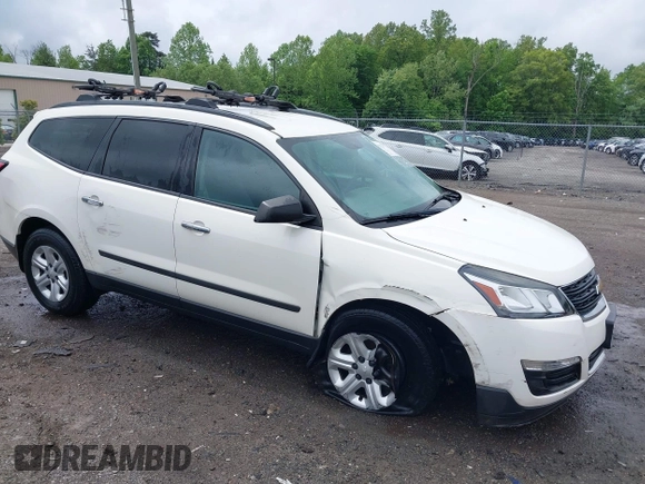 2015 Chevrolet Traverse LS z VIN 1GNKVFED4FJ197970, wystawiony jako IAAI lot #42020771 z przebiegiem 128 876 mil mil oraz . Historia ofert i sprzedaży dostępna na DreamBid. Obrazek 1.