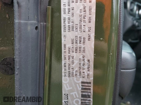 2021 Jeep Wrangler Sport S with VIN 1C4HJXAG3MW617318, listed as a Copart auction lot 85673324 with 66,450 mi miles and Salvage Title. Bid and sale history available at DreamBid. Image 13.