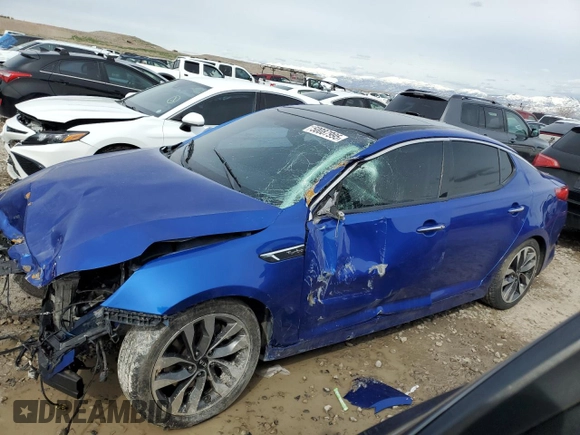2015 Kia Optima SXL Turbo with VIN 5XXGR4A66FG462018, listed as a Copart auction lot 50087995 with Not Provided miles and Salvage Title. Bid and sale history available at DreamBid. Image 1.