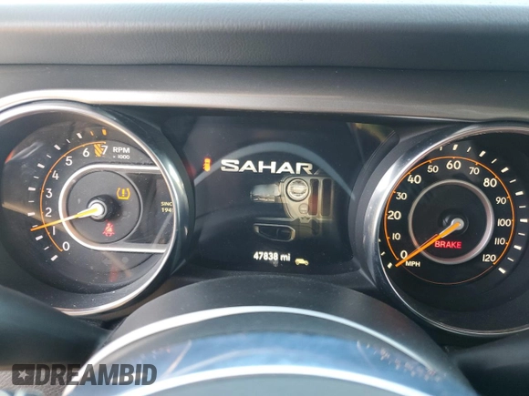 2020 Jeep Wrangler Unlimited Sahara with VIN 1C4HJXEG3LW145470, listed as a Copart auction lot 63690835 with 47,838 mi miles and Salvage title. Bid and sale history available at DreamBid. Image 9.