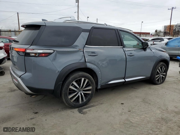 2023 Nissan Pathfinder Platinum with VIN 5N1DR3DG7PC200653, listed as a Copart auction lot 53497265 with 17,007 mi miles and Salvage Title. Bid and sale history available at carsss.com. Image 3.
