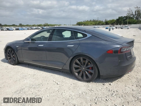 2014 Tesla Model S P85D with VIN 5YJSA1H28EFP62793, listed as a Copart auction lot 52902495 with Not Provided miles and Salvage Title. Bid and sale history available at DreamBid. Image 2.