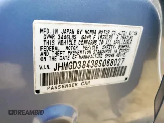 2008 Honda Fit with VIN JHMGD38438S068027, listed as a Copart auction lot 61033815 with 151,639 mi miles and Salvage title. Bid and sale history available at DreamBid. Image 13.