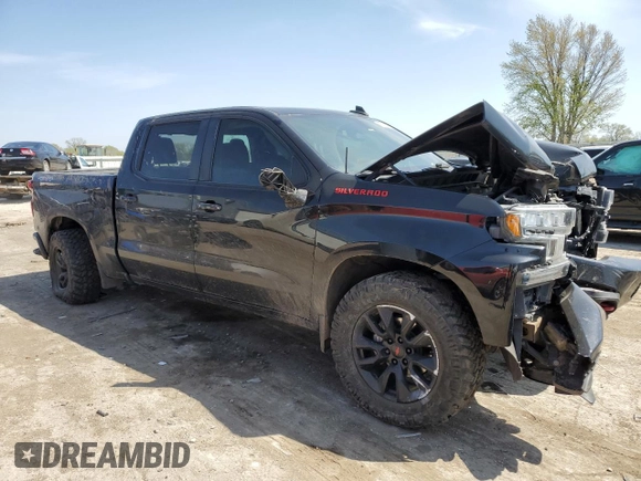 2021 Chevrolet Silverado 1500 RST with VIN 1GCUYEEL0MZ116018, listed as a Copart auction lot 52501555 with Not Provided miles and Salvage Title. Bid and sale history available at DreamBid. Image 4.