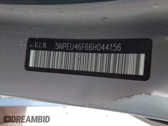 2006 Hyundai Sonata GLS with VIN 5NPEU46F66H044156, listed as a IAAI auction lot 42026977 with 204,416 mi miles and . Bid and sale history available at DreamBid. Image 9.