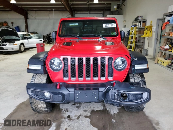 2020 Jeep Gladiator Rubicon with VIN 1C6JJTBG8LL155550, listed as a Copart auction lot 58327875 with 34,276 mi miles and Salvage title. Bid and sale history available at DreamBid. Image 5.