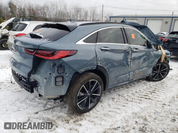 2023 Infiniti QX55 Luxe with VIN 3PCAJ5JR4PF121072, listed as a Copart auction lot 85636674 with Not provided miles and Salvage title. Bid and sale history available at DreamBid. Image 3.
