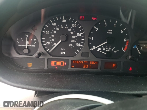 2002 BMW 3 Series 325xi with VIN WBAEU33402PF71539, listed as a Copart auction lot 58396995 with 154,644 mi miles and Salvage title. Bid and sale history available at DreamBid. Image 9.
