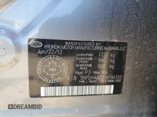 2013 Hyundai Elantra GLS z VIN 5NPDH4AE0DH194355, wystawiony jako Copart lot #57059235 z przebiegiem 199 999 mil mil oraz Szkoda całkowita • Salvage title. Historia ofert i sprzedaży dostępna na DreamBid. Obrazek 12.