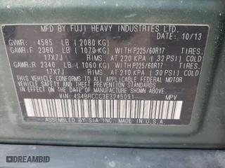 2014 Subaru Outback 2.5i Premium with VIN 4S4BRCCC3E3245091, listed as a IAAI auction lot 41781147 with 81,102 mi miles. Bid and sale history available at carsss.com. Image 9.