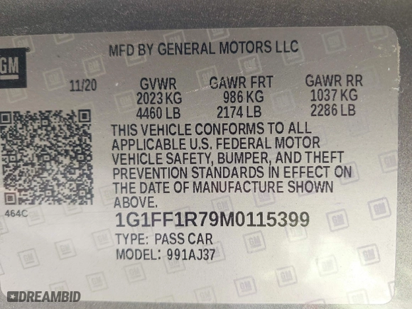 2021 Chevrolet Camaro 1SS with VIN 1G1FF1R79M0115399, listed as a IAAI auction lot 41825764 with 28,909 mi miles. Bid and sale history available at carsss.com. Image 9.