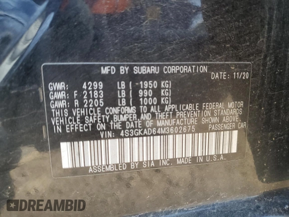 2021 Subaru Impreza Premium with VIN 4S3GKAD64M3602675, listed as a Copart auction lot 57650615 with 79,227 mi miles and Salvage title. Bid and sale history available at DreamBid. Image 13.