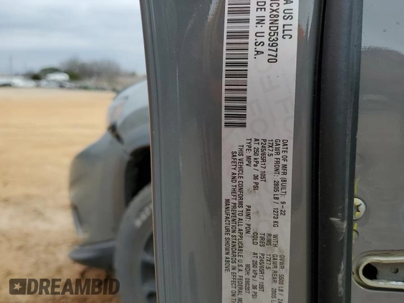 2022 Jeep Cherokee X with VIN 1C4PJMCX8ND539770, listed as a Copart auction lot 43988725 with 36,309 mi miles and Salvage title. Bid and sale history available at DreamBid. Image 15.