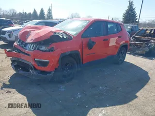 2018 Jeep Compass Sport with VIN 3C4NJCAB2JT169736, listed as a IAAI auction lot 41794046 with 86,998 mi miles. Bid and sale history available at carsss.com. Image 2.