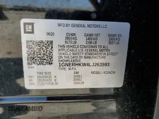 2020 Chevrolet Traverse LT with VIN 1GNERHKW4LJ263593, listed as a Copart auction lot 54364855 with 103,685 mi miles and Salvage title. Bid and sale history available at DreamBid. Image 13.