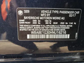 2017 BMW 3 Series 320i with VIN WBA8E1G30HNU16216, listed as a Copart auction lot 84441974 with 0 mi miles and Salvage Title. Bid and sale history available at carsss.com. Image 13.