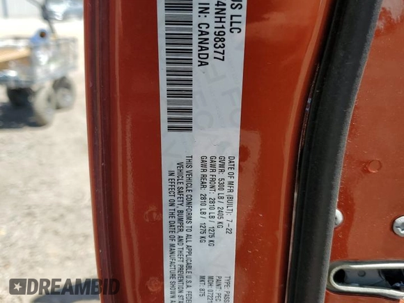 2022 Dodge Charger R/T with VIN 2C3CDXCT4NH198377, listed as a Copart auction lot 52013875 with 25,500 mi miles and Salvage Title. Bid and sale history available at DreamBid. Image 13.