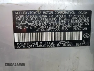 2007 Lexus LS 460 L z VIN JTHGL46F775001036, wystawiony jako Copart lot #53538495 z przebiegiem 133 138 mil mil oraz Szkody całkowita. Historia ofert i sprzedaży dostępna na DreamBid. Obrazek 12.