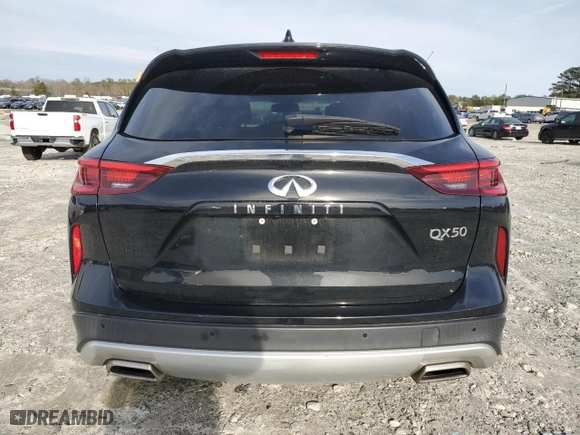 2021 Infiniti QX50 ESSENTIAL with VIN 3PCAJ5CA3MF107005, listed as a Copart auction lot 42410635 with 51,378 mi miles and Salvage Title. Bid and sale history available at carsss.com. Image 6.