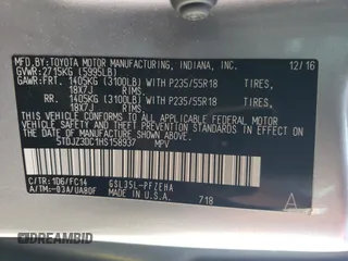 2017 Toyota Sienna LE with VIN 5TDJZ3DC1HS158937, listed as a Copart auction lot 70856204 with 110,572 mi miles and Salvage title. Bid and sale history available at DreamBid. Image 14.