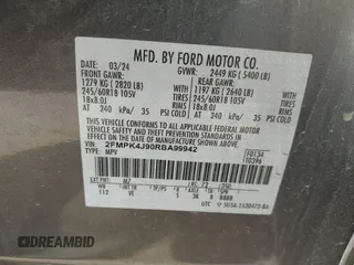 2024 Ford Edge SEL with VIN 2FMPK4J90RBA99942, listed as a IAAI auction lot 42009947 with 1 mi miles. Bid and sale history available at carsss.com. Image 9.