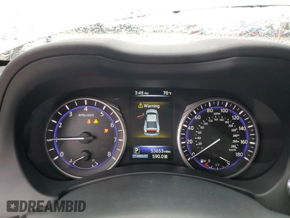 2017 Infiniti Q60 2.0t with VIN JN1CV7EL5HM321257, listed as a Copart auction lot 37677424 with 53,653 mi miles and Salvage Title. Bid and sale history available at DreamBid. Image 9.