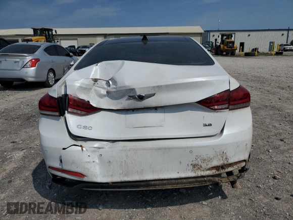 2018 Genesis G80 3.8L with VIN KMHGN4JEXJU245900, listed as a Copart auction lot 60552515 with 107,502 mi miles and Salvage title. Bid and sale history available at DreamBid. Image 6.