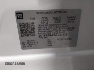 2022 Cadillac XT4 AWD Luxury with VIN 1GYFZBR45NF137676, listed as a IAAI auction lot 41614350 with 38,855 mi miles and . Bid and sale history available at carsss.com. Image 9.