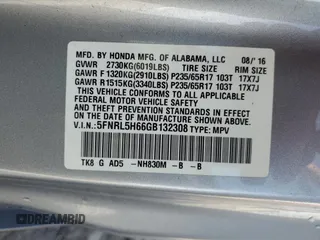 2016 Honda Odyssey EX-L with VIN 5FNRL5H66GB132308, listed as a Copart auction lot 55299495 with 143,174 mi miles and Salvage Title. Bid and sale history available at DreamBid. Image 14.