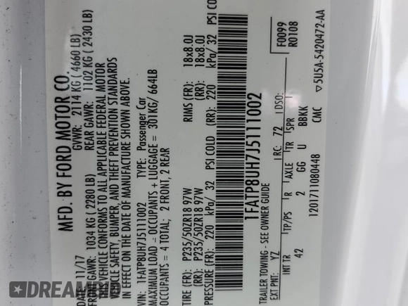 2018 Ford Mustang EcoBoost Premium with VIN 1FATP8UH7J5111002, listed as a Copart auction lot 51453885 with 60,219 mi miles and Salvage Title. Bid and sale history available at carsss.com. Image 13.