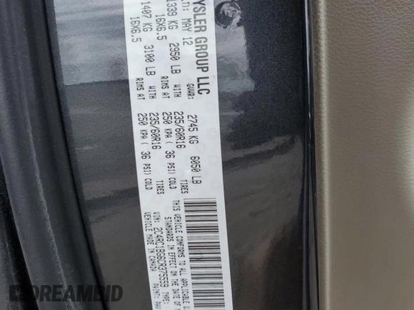 2012 Chrysler Town & Country Touring with VIN 2C4RC1BG6CR375559, listed as a Copart auction lot 50710565 with 154,708 mi miles and Salvage Title. Bid and sale history available at carsss.com. Image 14.