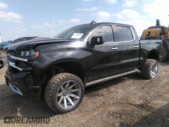2019 Chevrolet Silverado 1500 High Country with VIN 1GCUYHEL1KZ360808, listed as a IAAI auction lot 42106243 with 158,061 mi miles. Bid and sale history available at carsss.com. Image 2.