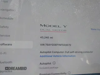 2022 Tesla Model Y Performance with VIN 7SAYGDEF1NF559572, listed as a IAAI auction lot 41516070 with 43,240 mi miles and . Bid and sale history available at DreamBid. Image 7.