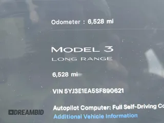 2025 Tesla Model 3 Long Range with VIN 5YJ3E1EA5SF890621, listed as a IAAI auction lot 41924915 with 6,528 mi miles and . Bid and sale history available at DreamBid. Image 15.