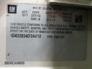 2012 Buick LaCrosse Premium 2 z VIN 1G4GG5E34CF244712, wystawiony jako Copart lot #56888415 z przebiegiem 46 935 mil mil oraz Szkoda całkowita • Salvage title. Historia ofert i sprzedaży dostępna na DreamBid. Obrazek 12.