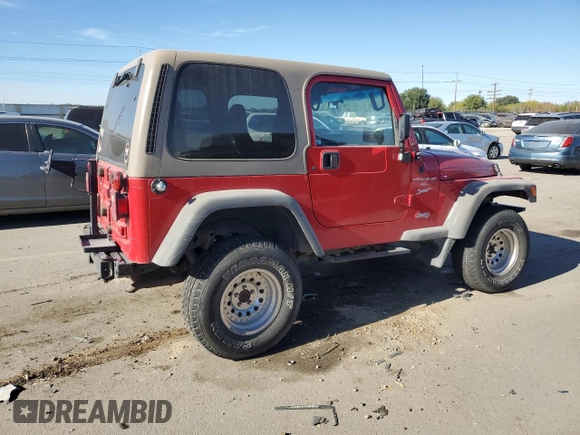 2000 Jeep Wrangler Sport with VIN 1J4FA49S1YP703560, listed as a Copart auction lot 73647844 with 117,300 mi miles and Salvage Title. Bid and sale history available at carsss.com. Image 3.