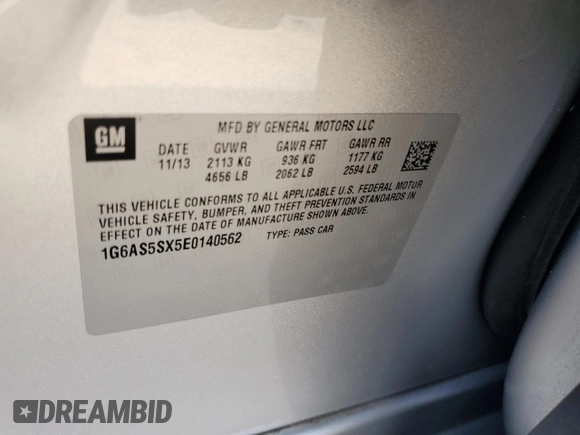2014 Cadillac CTS Performance RWD with VIN 1G6AS5SX5E0140562, listed as a Copart auction lot 64336615 with 86,564 mi miles and Salvage title. Bid and sale history available at DreamBid. Image 12.