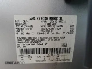 2015 Ford Explorer с VIN 1FM5K8B81FGA71351, выставлен на аукционе Copart как лот 57458855 с пробегом 126 093 миль миль и Списание • Salvage title. История ставок и продаж доступна на DreamBid. Изображение 13.