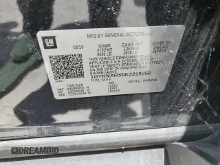 2019 Cadillac XT5 FWD with VIN 1GYKNARS9KZ219259, listed as a Copart auction lot 56900625 with 58,739 mi miles and Non repairable. Bid and sale history available at DreamBid. Image 12.
