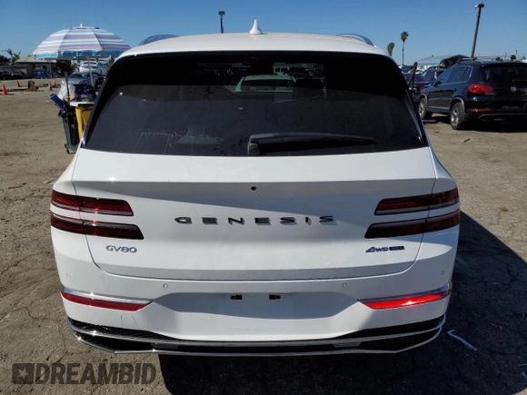 2025 Genesis GV80 Prestige with VIN KMUHEESC1SU250011, listed as a Copart auction lot 46520165 with 2,455 mi miles and Salvage Title. Bid and sale history available at DreamBid. Image 6.
