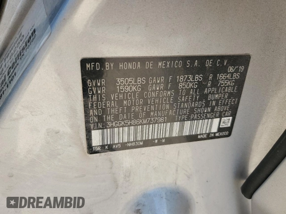 2019 Honda Fit EX with VIN 3HGGK5H86KM737981, listed as a Copart auction lot 55991435 with 79,106 mi miles and Salvage title. Bid and sale history available at DreamBid. Image 12.