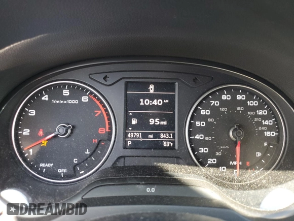 2017 Audi A3 Sedan Premium with VIN WAUAUGFF6H1038767, listed as a Copart auction lot 46280774 with 49,791 mi miles. Bid and sale history available at carsss.com. Image 9.