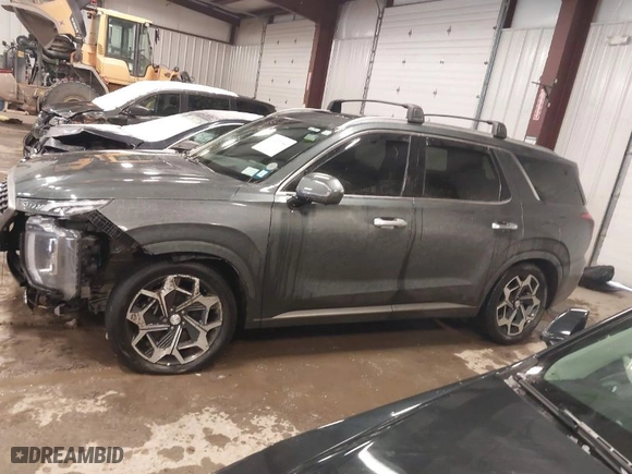 2022 Hyundai Palisade Calligraphy with VIN KM8R7DHE0NU418340, listed as a IAAI auction lot 41422759 with 21,501 mi miles. Bid and sale history available at carsss.com. Image 14.